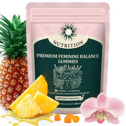 Premium Feminine Balance Gummies Probiotic Ph Balance Gummies for Vitamins Women Health Hawaiian Pineapple Flavor Vegan,Feminine Gummies & Sugar-Free 60 Gummies 30 Day Supply
