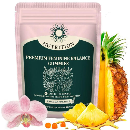 Premium Feminine Balance Gummies Probiotic Ph Balance Gummies for Vitamins Women Health Hawaiian Pineapple Flavor Vegan,Feminine Gummies & Sugar-Free 60 Gummies 30 Day Supply